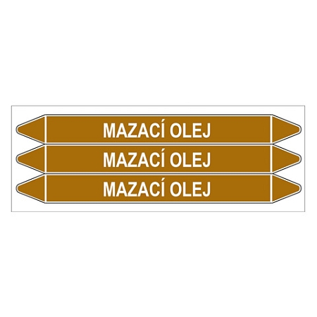 Značení potrubí, mazací olej,3 ks, 355 × 37 mm